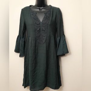 green embroidered dress